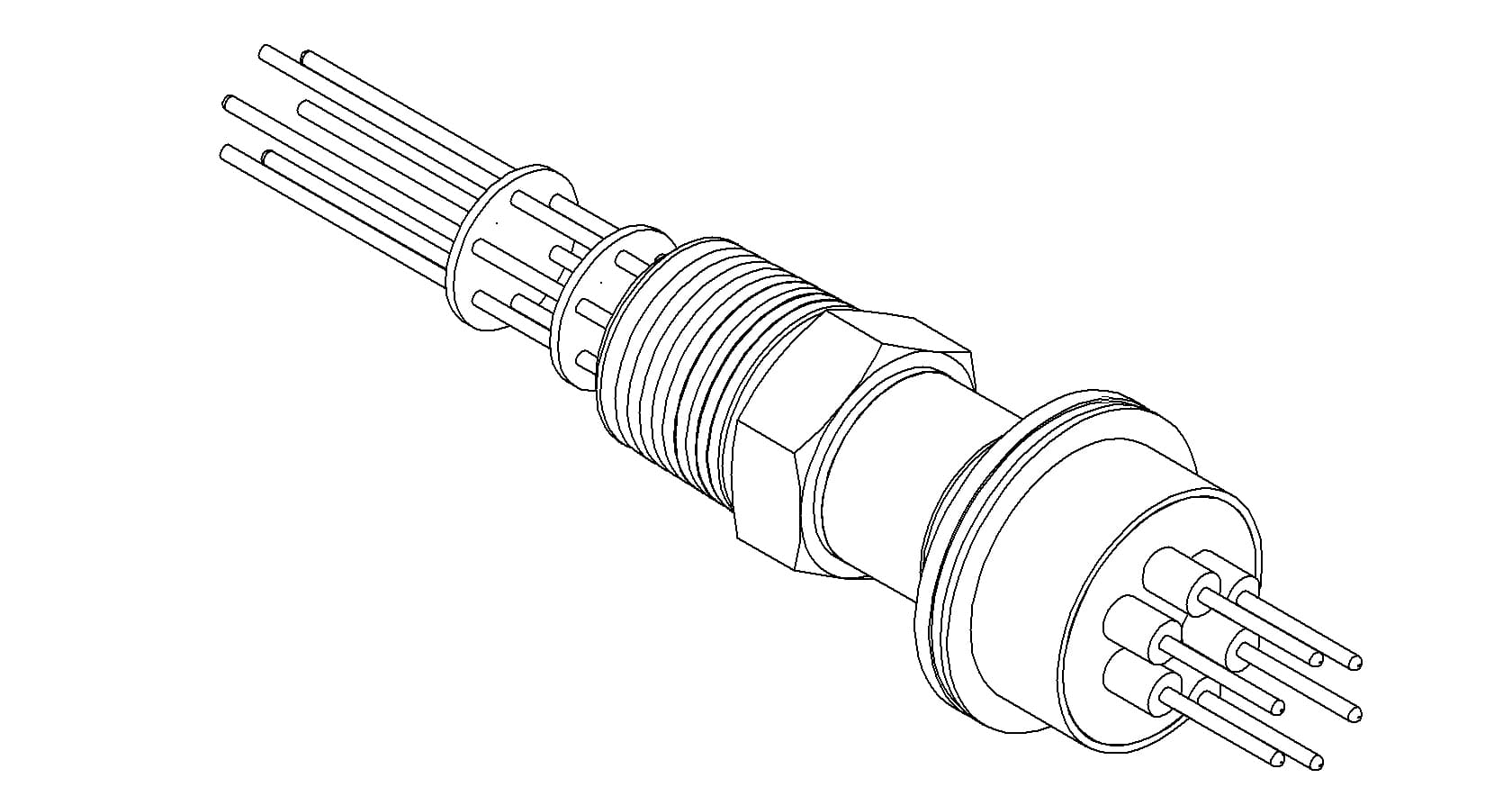 THERMOCOUPLE, TYPE K, 3 PAIR, 1/2 NPT