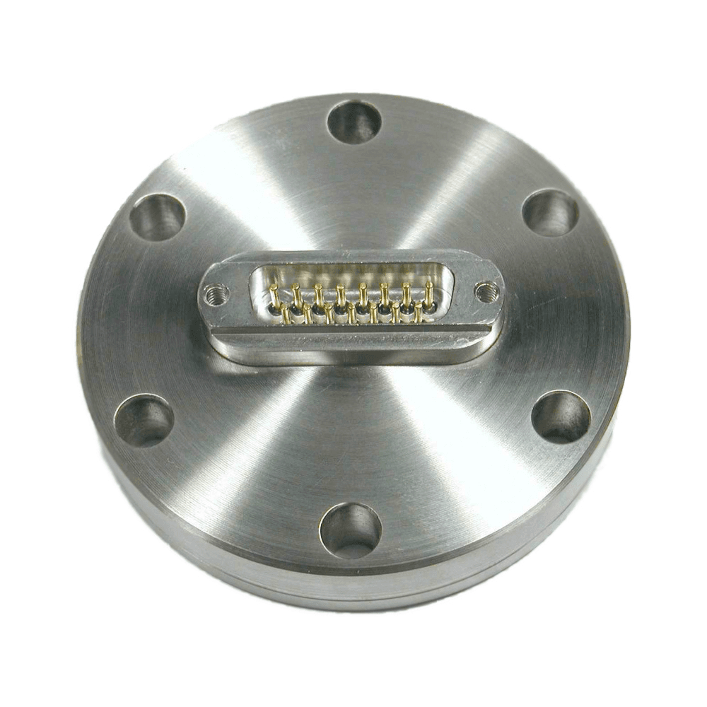 DN40CF FLANGE, SUB-D 15-WAY FEEDTHROUGH, UHV, HIGH CURRENT, 10A