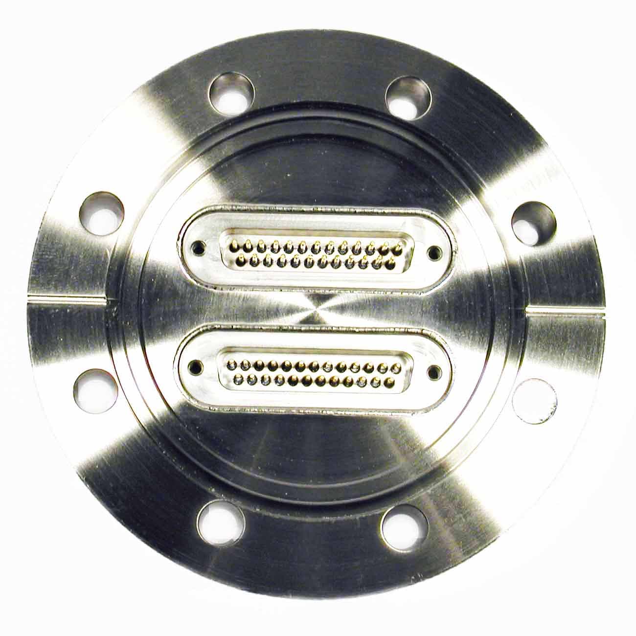 DN63CF FLANGE, 2 x SUB-D 25-WAY FEEDTHROUGHS, UHV