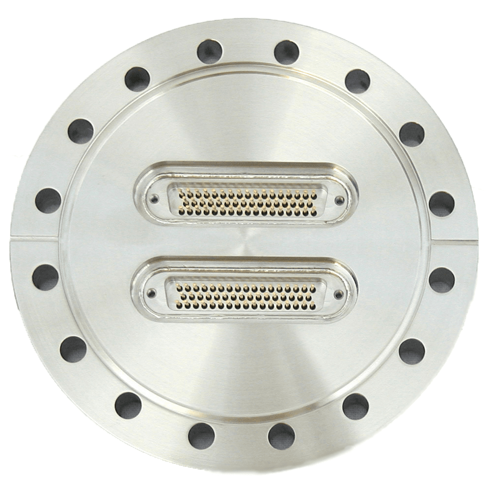 DN100CF FLANGE, 2 x SUB-D 50-WAY FEEDTHROUGH, UHV