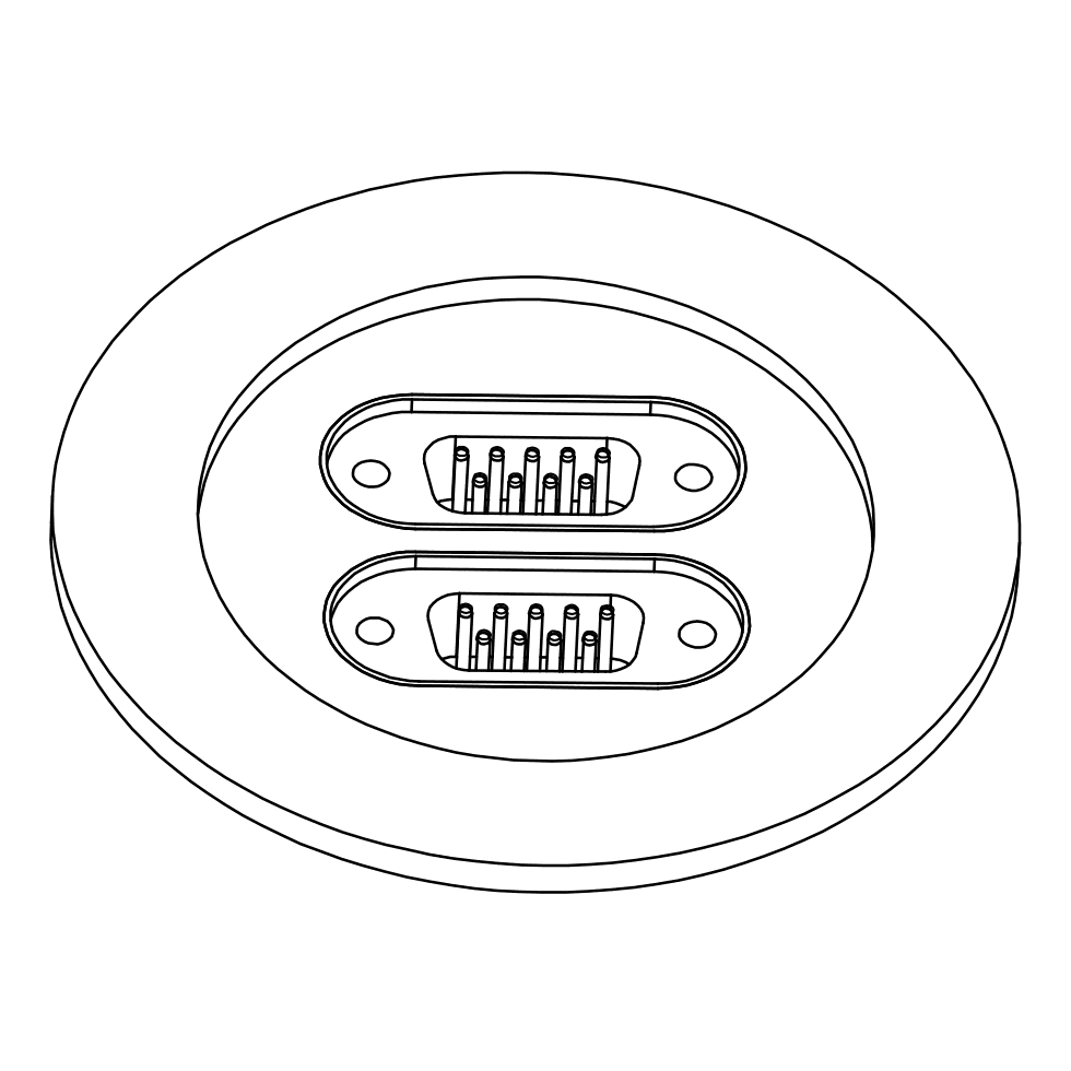 DN50KF FLANGE, 2 x SUB-D 9-WAY FEEDTHROUGHS