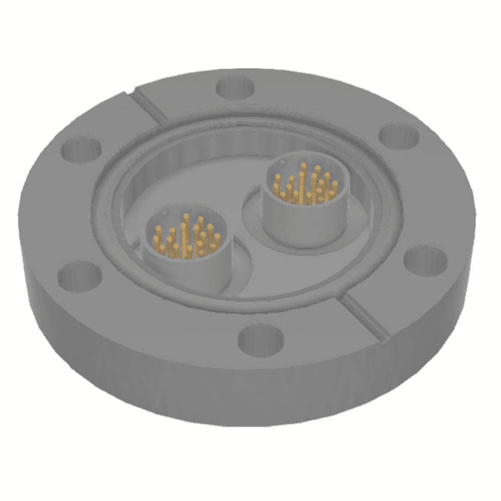 DN40CF FLANGE, 2 x 12 PIN CIRCULAR MINIATURE FEEDTHROUGHS