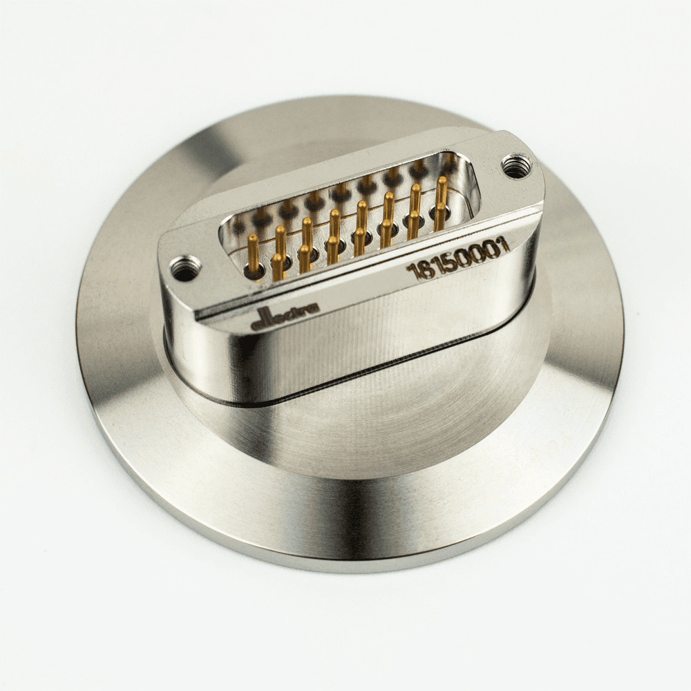 DN40KF FLANGE, SUB-D 15-WAY FEEDTHROUGH, UHV, HIGH CURRENT, 10A