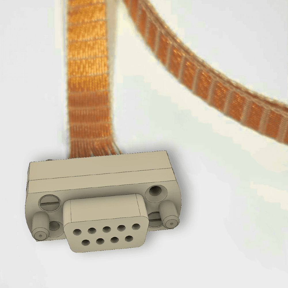 SUB-D 9-WAY KAPTON RIBBON CABLE, PEEK UHV SOCKET TO OPEN END, LENGTH 0.5m